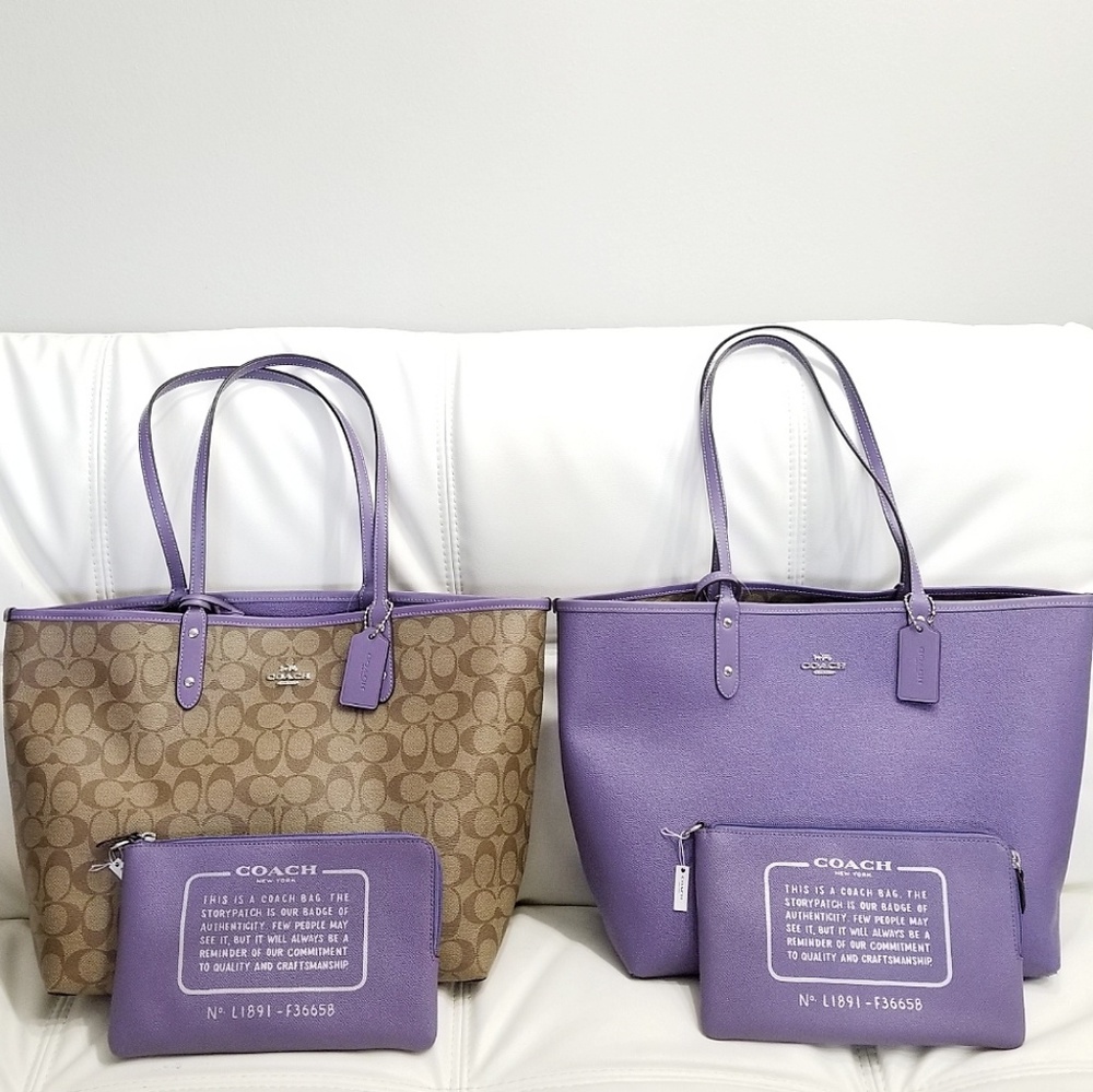 🚫SOLD🚫NWT COACH SIGNATURE CITY TOTE REVERSIBLE - Picture 1 of 8